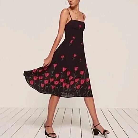 NWT Reformation Nala Midi Dress in Holland Tulip Size 4 - Picture 1 of 5